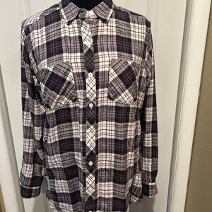 Toad & Co. Women's Long Sleeve Plaid Button‎ Up Shirt Size L Large  Hand Pockets